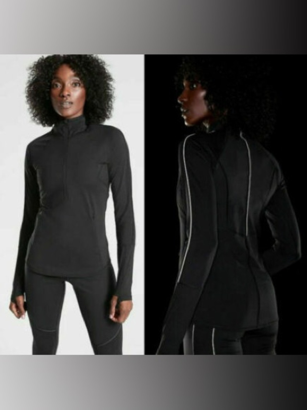 ATHLETA Eclipse Half Zip Pullover Reflective size M in black